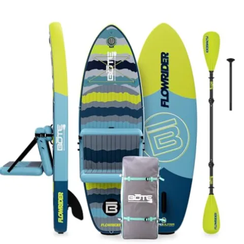 BOTE 8′ FT Flow Rider Aero Inflatable Stand Up Paddle Board Hybrid Kayak Kit Native Rips