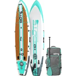 BOTE HD Aero Inflatable Stand Up Paddle Board MAGNEPod Compatible Blow Up iSUP – 11 FT 6 in – Full Trax Seafoam