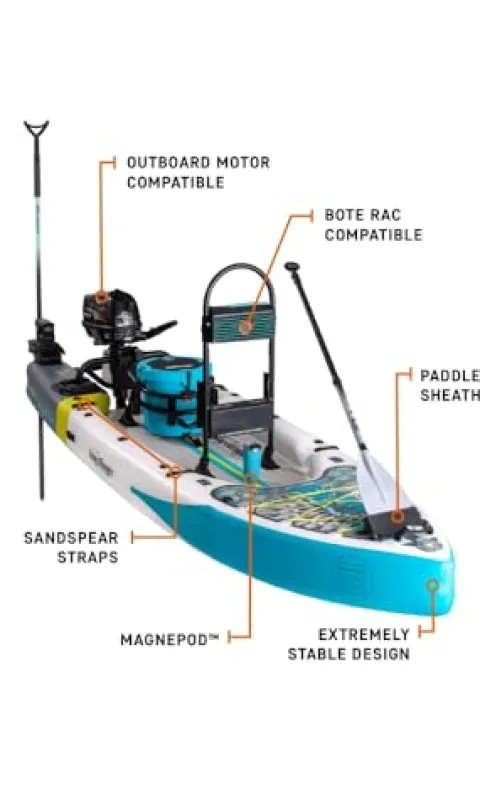 BOTE Rover Aero 12 FT 6 in Inflatable Micro Skiff BugSlinger Silver King