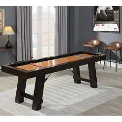 BOWERY HILL Shuffleboard Table Brown Blue Red