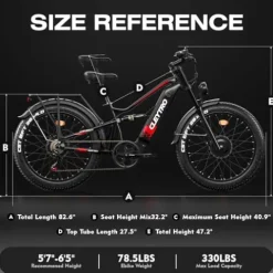 Brigittebike Electric Bike for Adults 1500W 52V 21Ah 37MPH 50Miles Range 26” Fat Tire Beach Snow Mountain Bike Dual Hydraulic Disc Brakes Full Suspension ES7PRO-1500W-37MPH Black