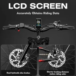 Brigittebike Electric Bike for Adults 1500W 52V 21Ah 37MPH 50Miles Range 26” Fat Tire Beach Snow Mountain Bike Dual Hydraulic Disc Brakes Full Suspension ES7PRO-1500W-37MPH Black