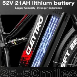 Brigittebike Electric Bike for Adults 1500W 52V 21Ah 37MPH 50Miles Range 26” Fat Tire Beach Snow Mountain Bike Dual Hydraulic Disc Brakes Full Suspension ES7PRO-1500W-37MPH Black