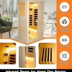Brisca 1-Person Indoor Sauna Glass Door Bluetooth Natural