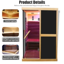 Brisca V-Shaped Far Infrared Sauna Room with Bluetooth & Double Glass Doors Black