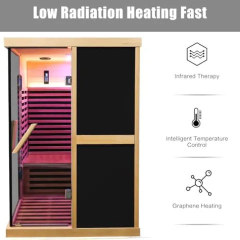 Brisca V-Shaped Far Infrared Sauna Room with Bluetooth & Double Glass Doors Black
