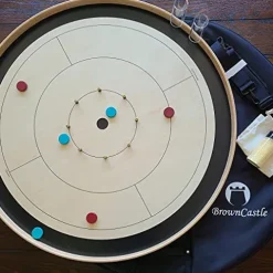 BrownCastle Crokinole Tournament Board with Carry Case Tracey Black