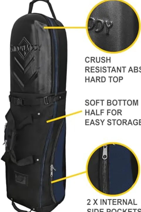 CaddyDaddy Enforcer Golf Travel Bag Soft-Sided Cover with Hard Top Protection Black/Blue