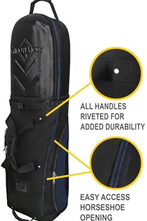 CaddyDaddy Enforcer Golf Travel Bag Soft-Sided Cover with Hard Top Protection Black/Blue