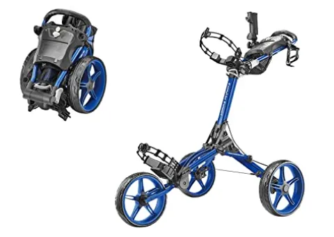 Caddytek CaddyLite Compact Semi-Auto Folding Golf Push Cart Blue