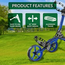 Caddytek CaddyLite Compact Semi-Auto Folding Golf Push Cart Blue
