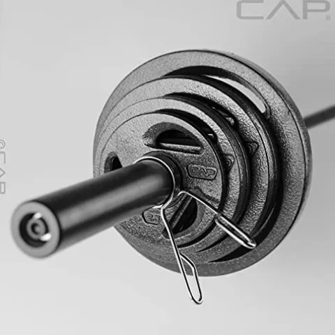 CAP Barbell 165 LB Olympic Grip Plate Set with 7 FT Olympic Bar and Collars Black