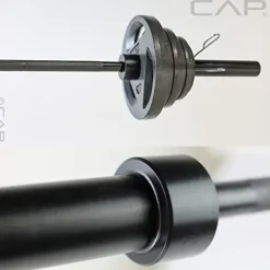 CAP Barbell 165 LB Olympic Grip Plate Set with 7 FT Olympic Bar and Collars Black