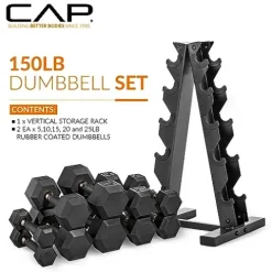 CAP Barbell Coated Hex Dumbbell Set with Copper Handle Weight – Black and Copper