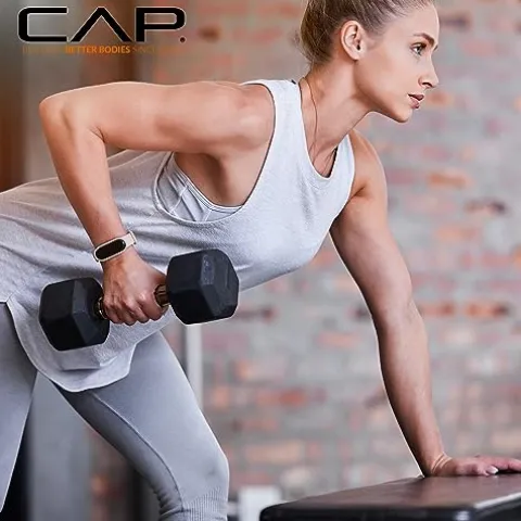 CAP Barbell Coated Hex Dumbbell Set with Copper Handle Weight – Black and Copper