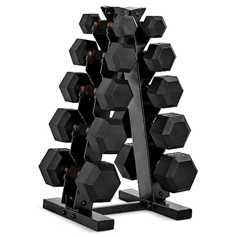 CAP Barbell Coated Hex Dumbbell Set with Copper Handle Weight – Black and Copper