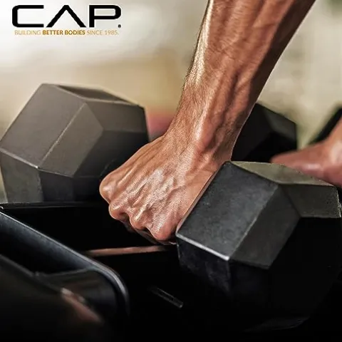 CAP Barbell Coated Hex Dumbbell Set with Copper Handle Weight – Black and Copper