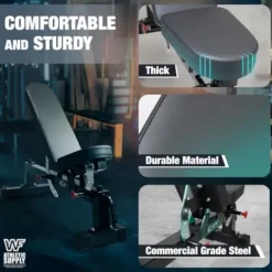 CAP Barbell Commercial Grade Weight Bench Flat/Incline/Decline Utility Exercise Olympic Workout Bench Black