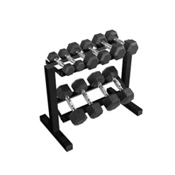 CAP Barbell Dumbbell Set with Rack & Bench Bundle Black