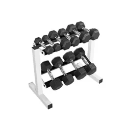 Cap Barbell 150-Pound Dumbbell Set with 24-Inch White Rack & Adjustable Bench Bundle