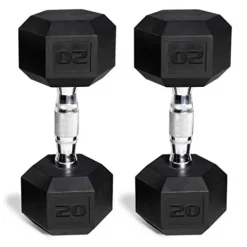 CAP Barbell Rubber Coated Dumbbell Set with Storage Rack (150-Pound) Black