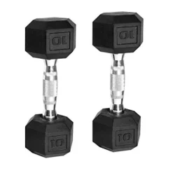 CAP Barbell Rubber Coated Dumbbell Set with Storage Rack (150-Pound) Black