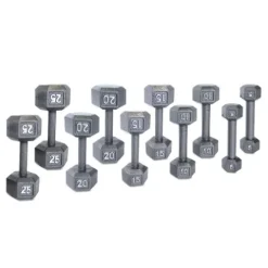 CAP Barbell Solid Hex Dumbbell Set with Rack (150 Pound) Gray