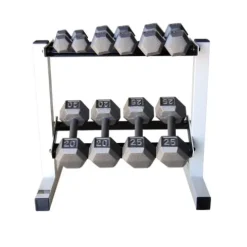 CAP Barbell Solid Hex Dumbbell Set with Rack (150 Pound) Gray