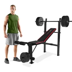 CAP Strength Standard Bench with 100 lb Weight Set, Leg Developer, Flat Black