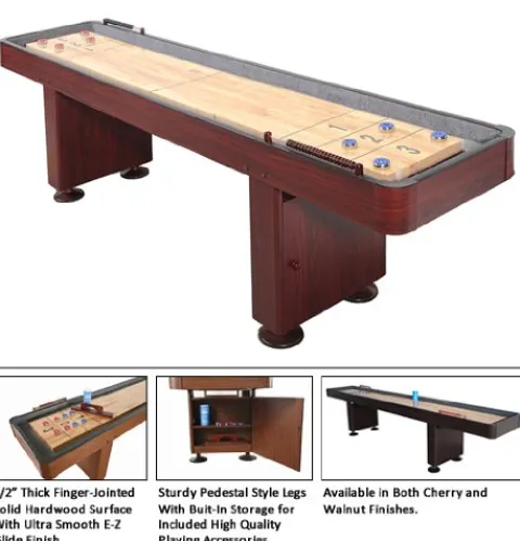 Carmelli Shuffleboard Table 12 Ft Set Hardwood Block Surface – Dark Cherry