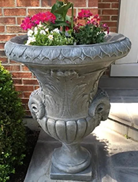 CC Outdoor Living Set of 2 Antique Stone Finished Decorative Urn Planters 37″ Gray