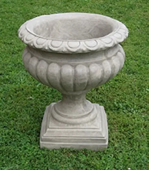 CC Outdoor Living Set of 2 Marble Finished Outdoor Garden Fluted Urn Planters 27″ Ivory