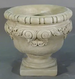 CC Outdoor Living Set of 2 White Finished Outdoor Garden Urn Planters 25″ White