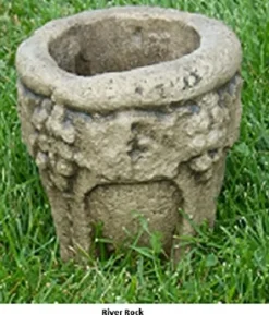 CC Outdoor Living Set of 2 River Rock Finished Outdoor Patio Garden Genoa Urn Planters 30″ Ivory