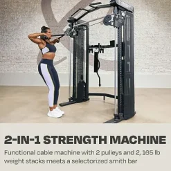 CENTR 3 Home Gym Functional Trainer with Selectorized Smith Bar Matte Black