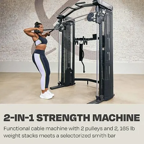 CENTR 3 Home Gym Functional Trainer with Selectorized Smith Bar Matte Black