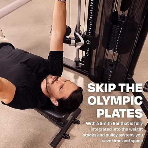 CENTR 3 Home Gym Functional Trainer with Selectorized Smith Bar Matte Black