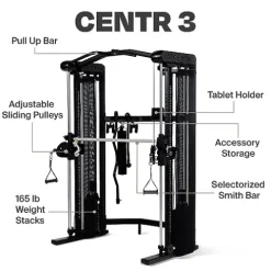 CENTR 3 Home Gym Functional Trainer with Selectorized Smith Bar Matte Black