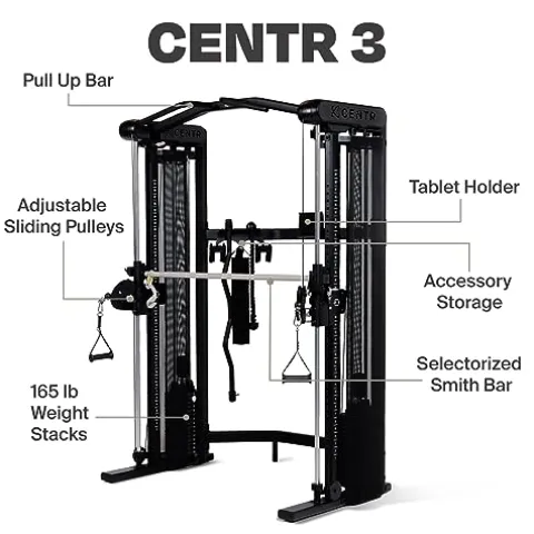 CENTR 3 Home Gym Functional Trainer with Selectorized Smith Bar Matte Black