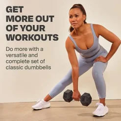 CENTR Dumbbell Weight Set with Rack – 150 Lb Rubber Hex Weight Set