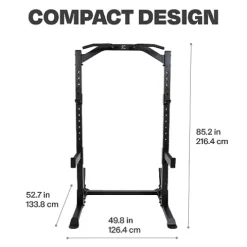 CENTR Half Rack – 7 Gauge Steel Squat Rack with J-Hooks, Pull Up Bar & Weight Storage – Matte Black