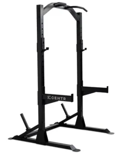 CENTR Half Rack – 7 Gauge Steel Squat Rack with J-Hooks, Pull Up Bar & Weight Storage – Matte Black