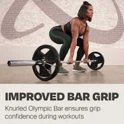 CENTR Olympic Barbell Weight Set with Bar 300 lb – Chrome/Black