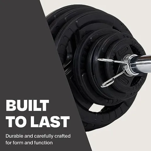 CENTR Olympic Barbell Weight Set with Bar 300 lb – Chrome/Black