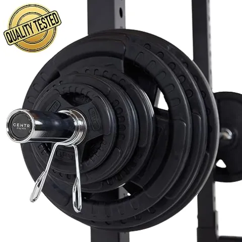 CENTR Olympic Barbell Weight Set with Bar 300 lb – Chrome/Black