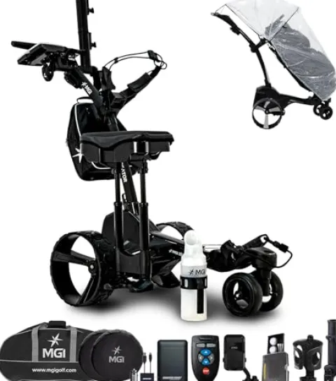 Certified Brands MGI Zip Navigator Electric Golf Push Cart with Remote Control and Power Bundle