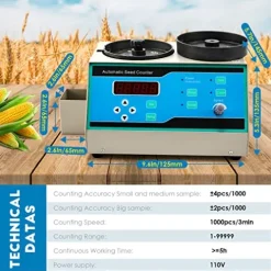 CGOLDENWALL Automatic Counter Machine for Rice Seeds, Soybean, Corn, Wheat, Sunflower, Vegetable Grain Blue