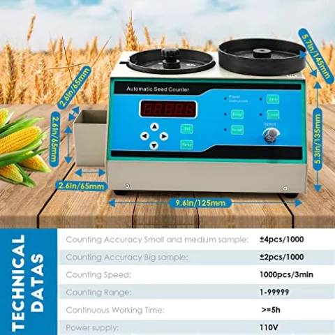 CGOLDENWALL Automatic Counter Machine for Rice Seeds, Soybean, Corn, Wheat, Sunflower, Vegetable Grain Blue