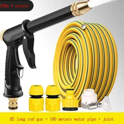 C/H Garden Hose Pipe 5m Flexible Lightweight with 4 Function Spray Gun Yellow