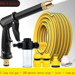 C/H Garden Hose Pipe 5m Flexible Watering Hose with Spray Gun Yellow